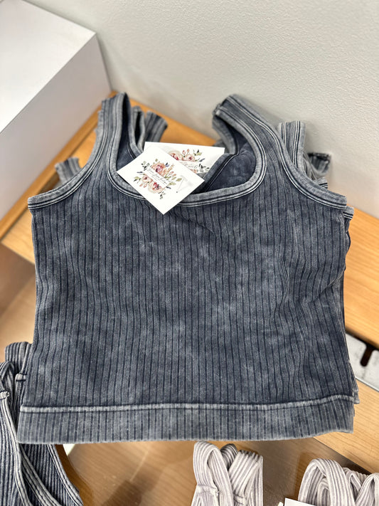 HERE WE GO SQUARE NECK RIBBED CROP TOP