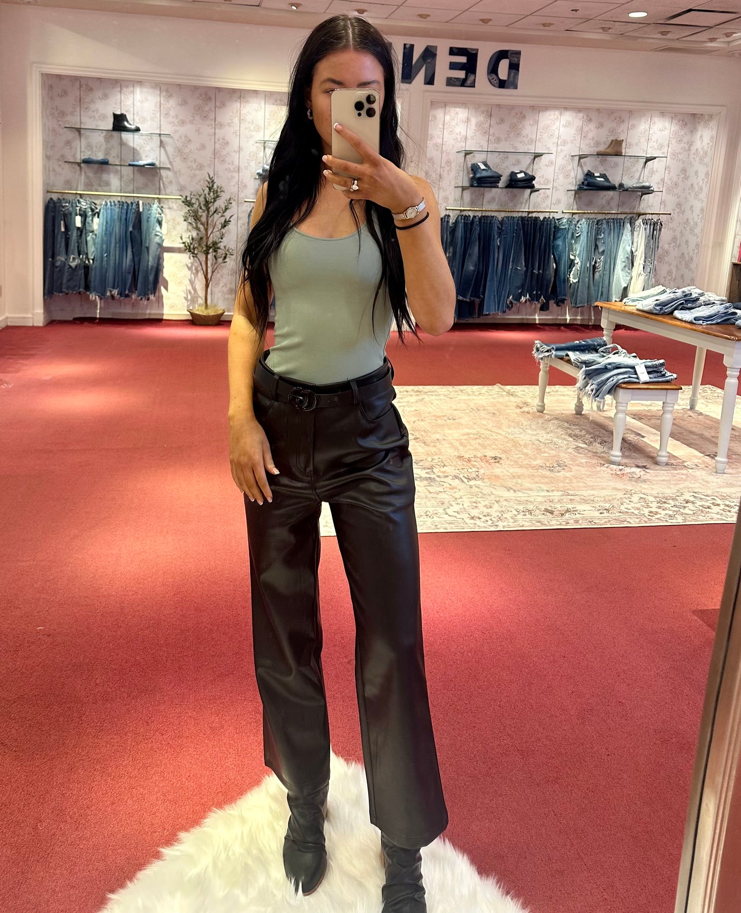 WISHING YOU WERE HERE LEATHER WIDE LEG PANTS