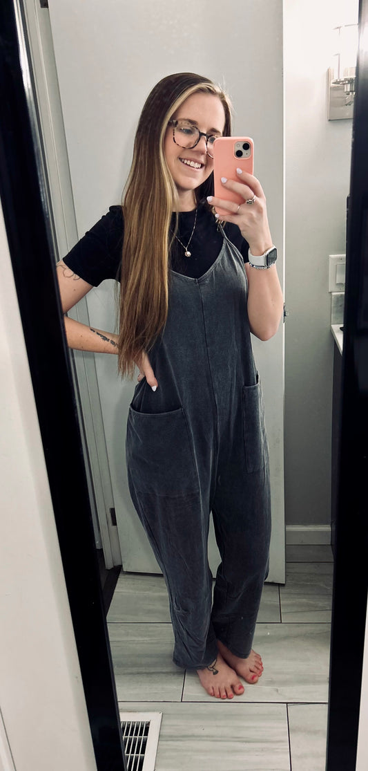 TAKE ME BACK MINERAL WASHED JUMPSUIT