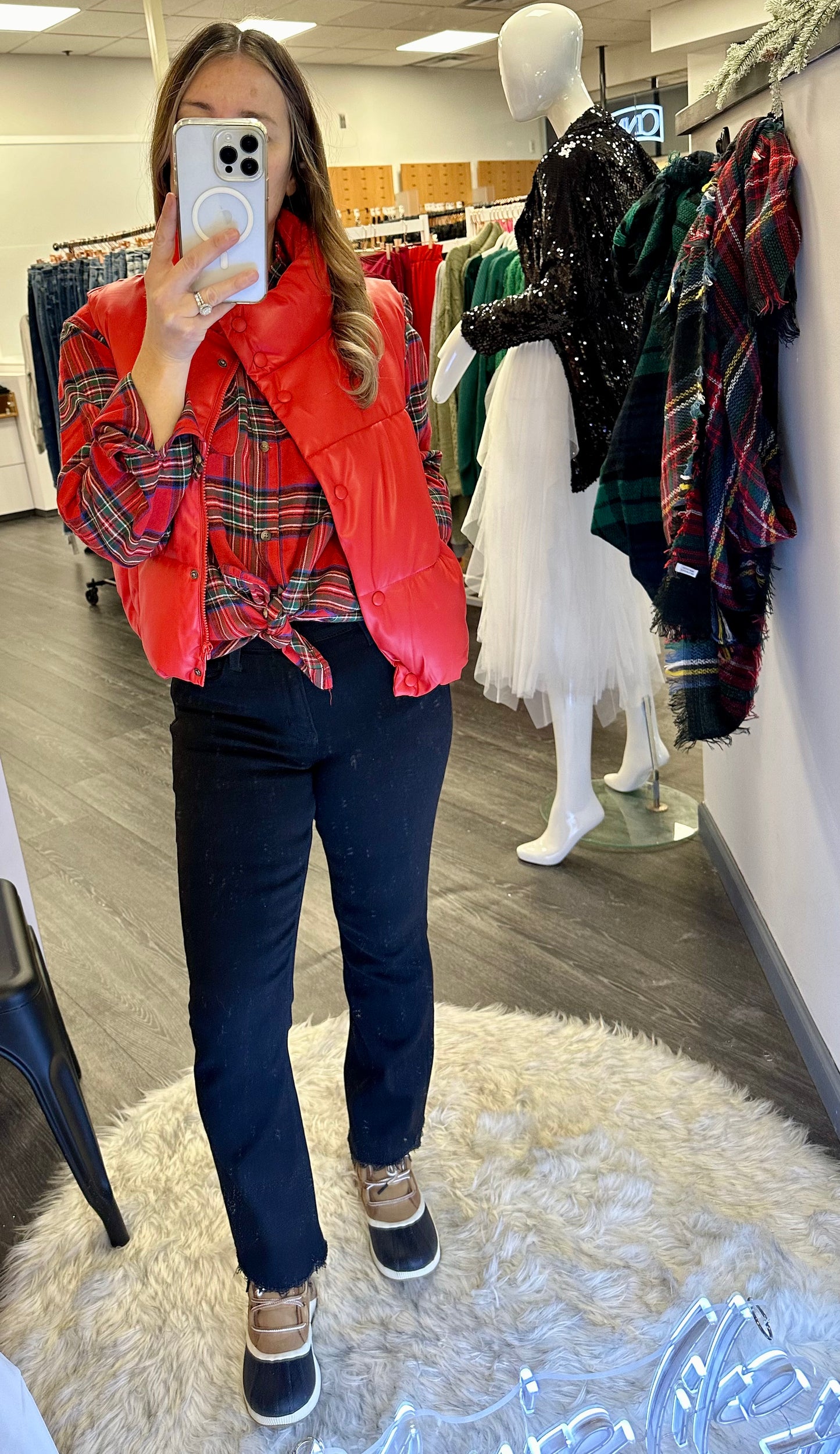 RED RIBBON PLAID SHIRT