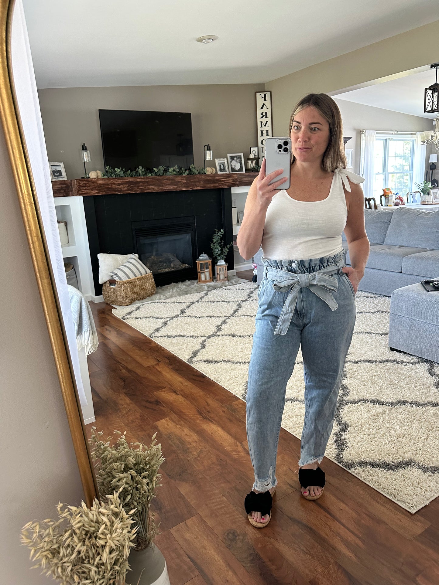 DENIM LAB HIGH WAISTED PAPER BAG JEANS