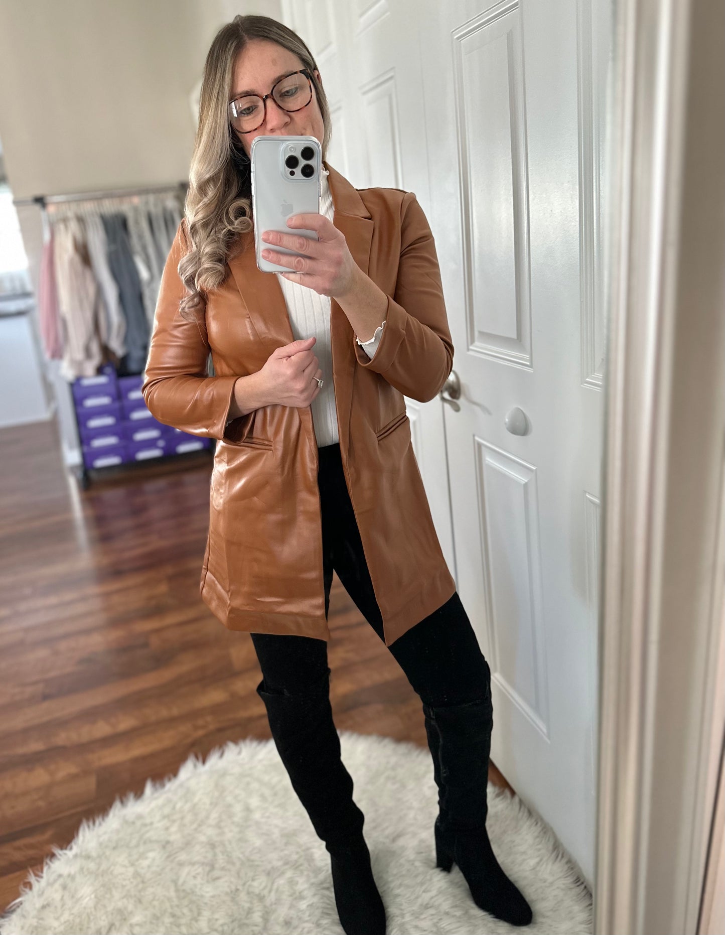 OBSESSIVE FAUX LEATHER BLAZER