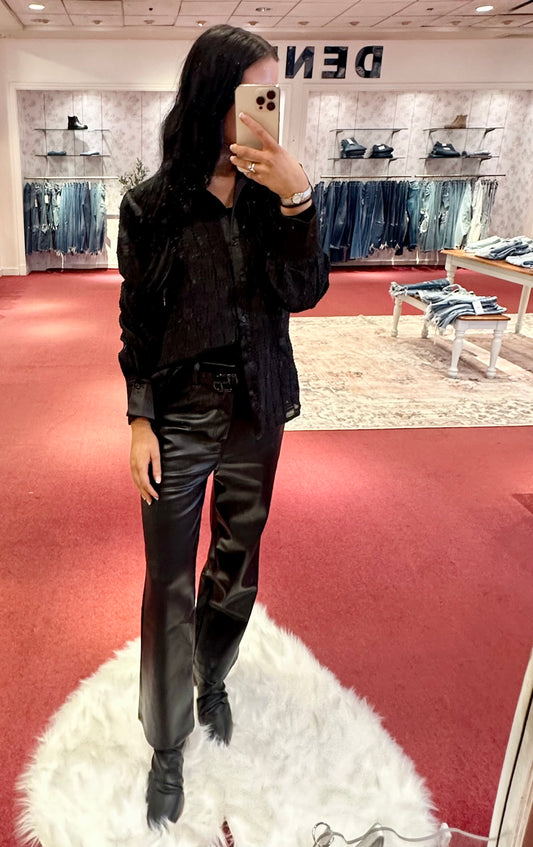 WISHING YOU WERE HERE LEATHER WIDE LEG PANTS