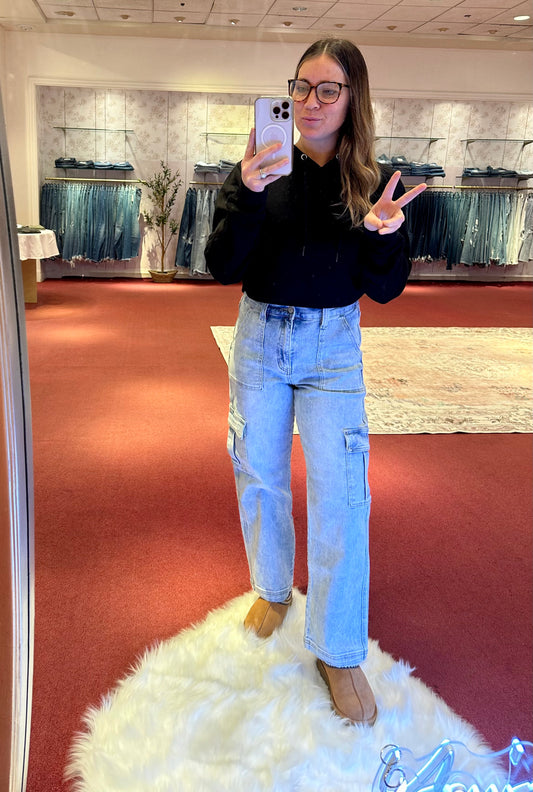 CREATIVE FLYING MONKEY SUPER HIGH RISE CARGO JEANS