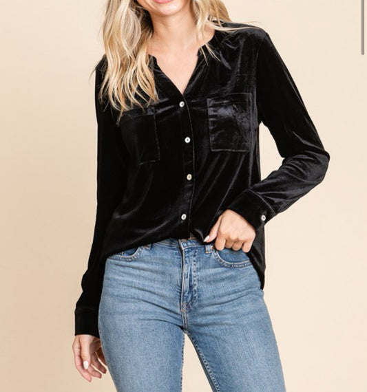 ALL SPRUCED UP VELVET BLOUSE