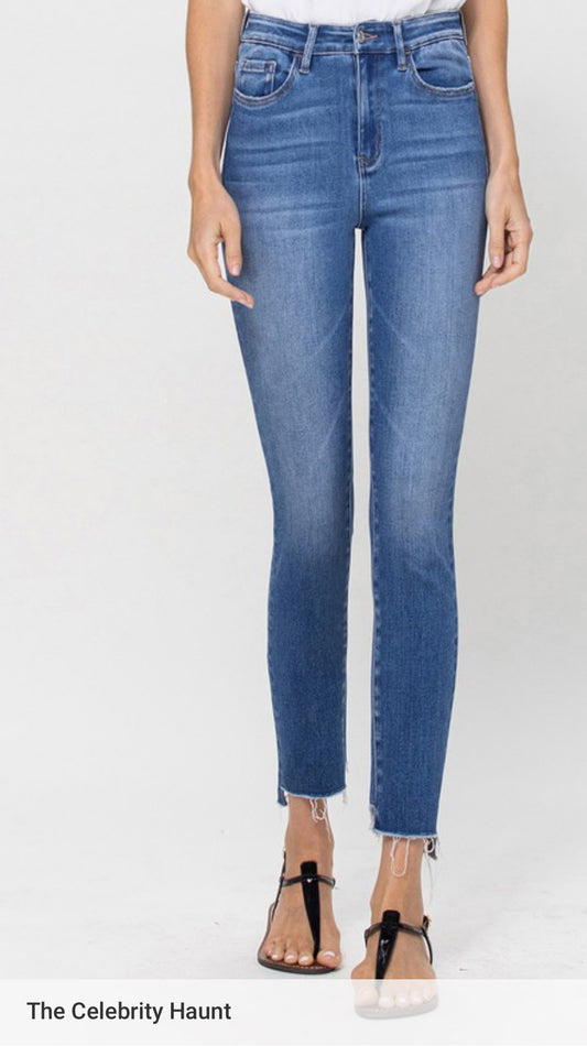 THE CELEBRITY HAUNT VERVET BY FLYING MONKEY HIGH RISE STEP HEM SKINNY JEANS