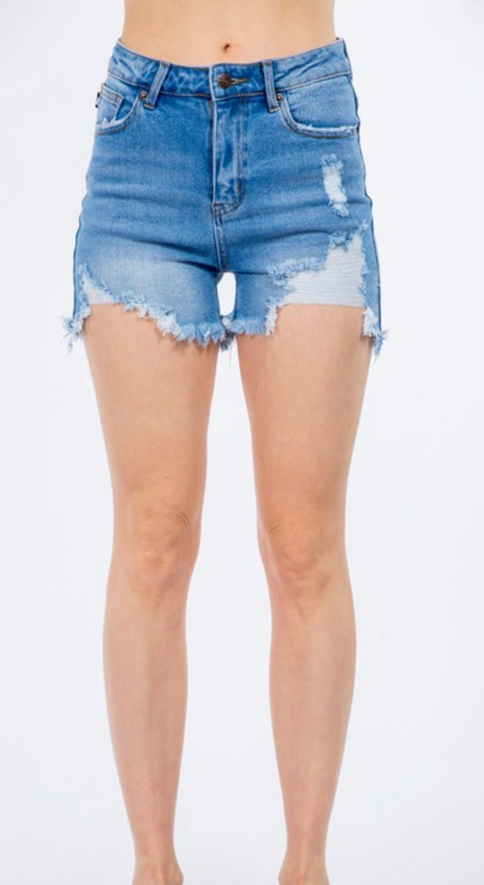 DISTRESSED OVER YOU JEAN SHORTS